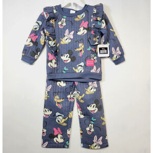 Disney Minnie Mouse Pants Set Girls 4 Multicolor Sweatshirt Character Outfit New